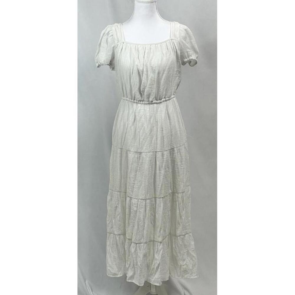 Indigo Rose Peasant Maxi Dress Sz M Cottagecore Milkmaid‎ Beach Wedding Boho